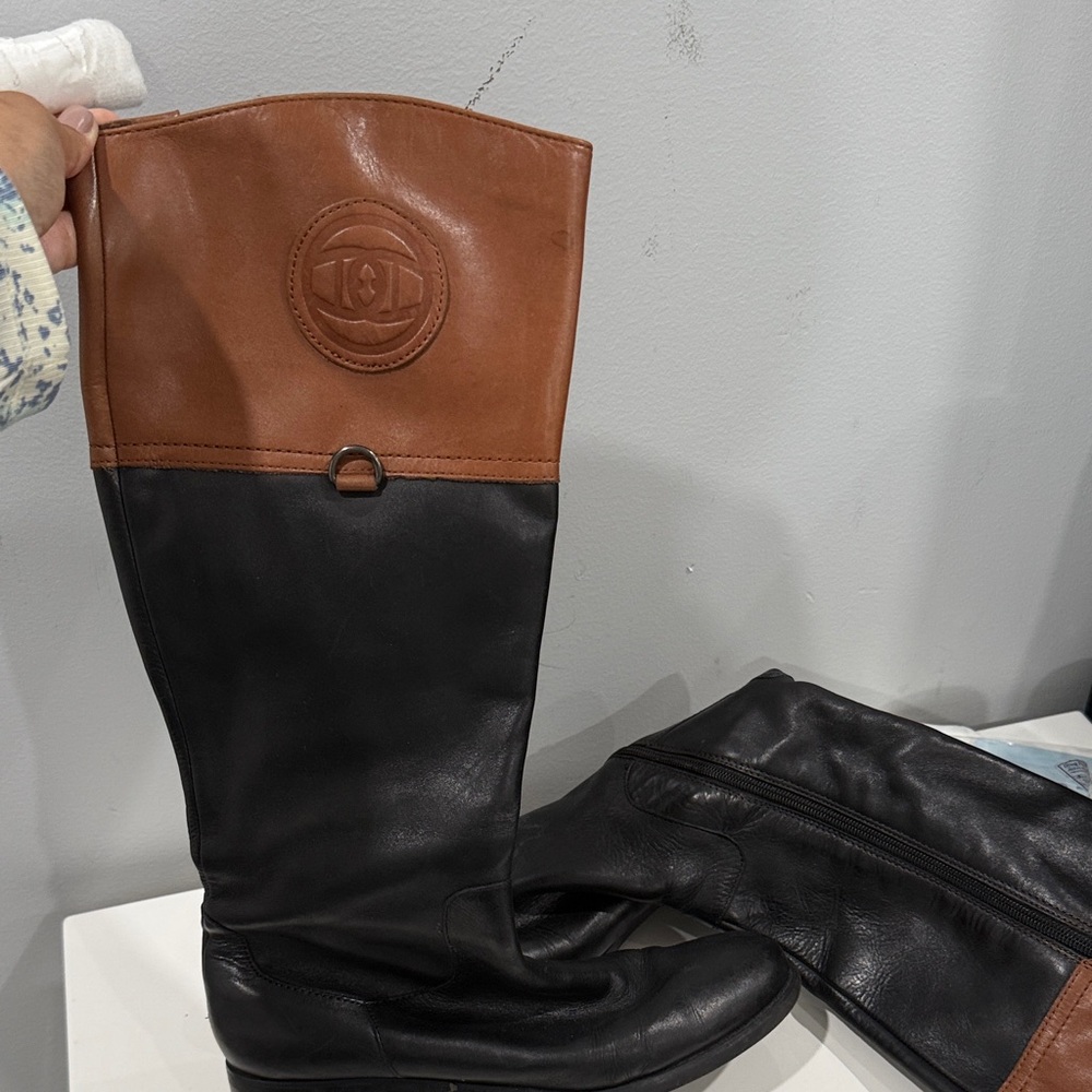 Two-Tone Leather Riding Boots